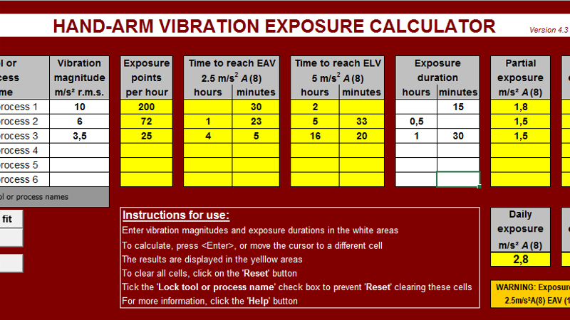 996 X 442 HAVS calculator 996 X 442 HAVS calculator